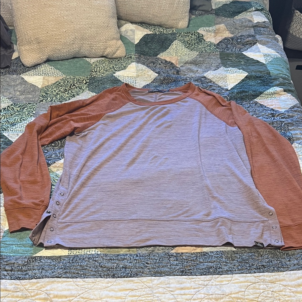 Prana Rust and Lavender Long Sleeve Shirt